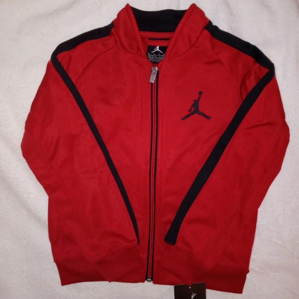 🆕 Air Jordan Zip Up Front Track Jacket Red & Black - Kids / Boys Size Small